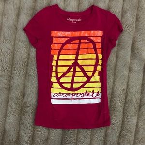 HOT Pink Sunset Aeropostale Peace Shirt